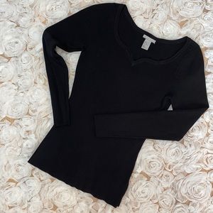 H&M Ripped Swooped Neck Sweater Shirt - M